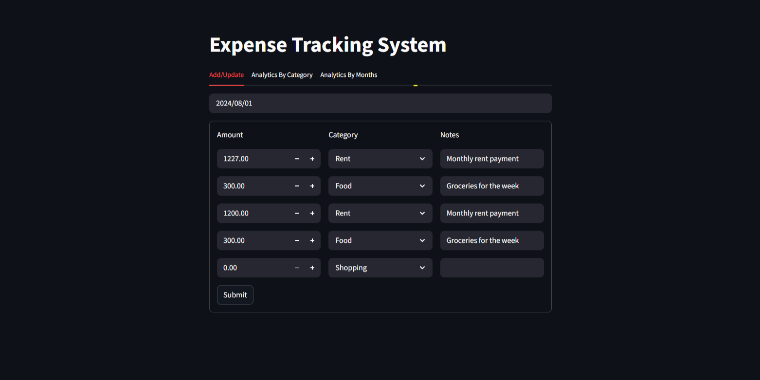 Python expense tracker analytics preview